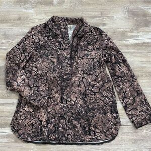 LOGO by Lori Goldstein Womens Camo Shirt Shacket Size 10